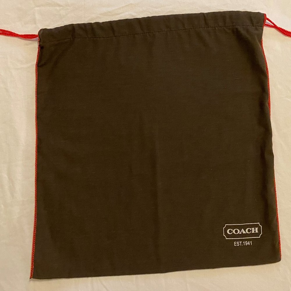 Coach drawstring brown fabric bag